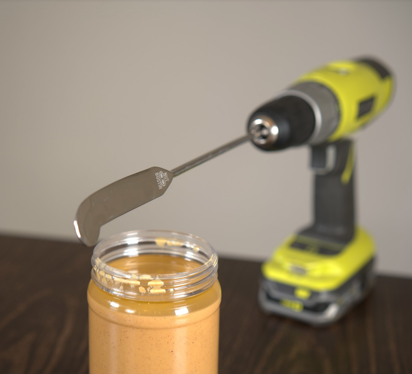 NutBustir natural nut butter mixer attaches to drills and hand mixers